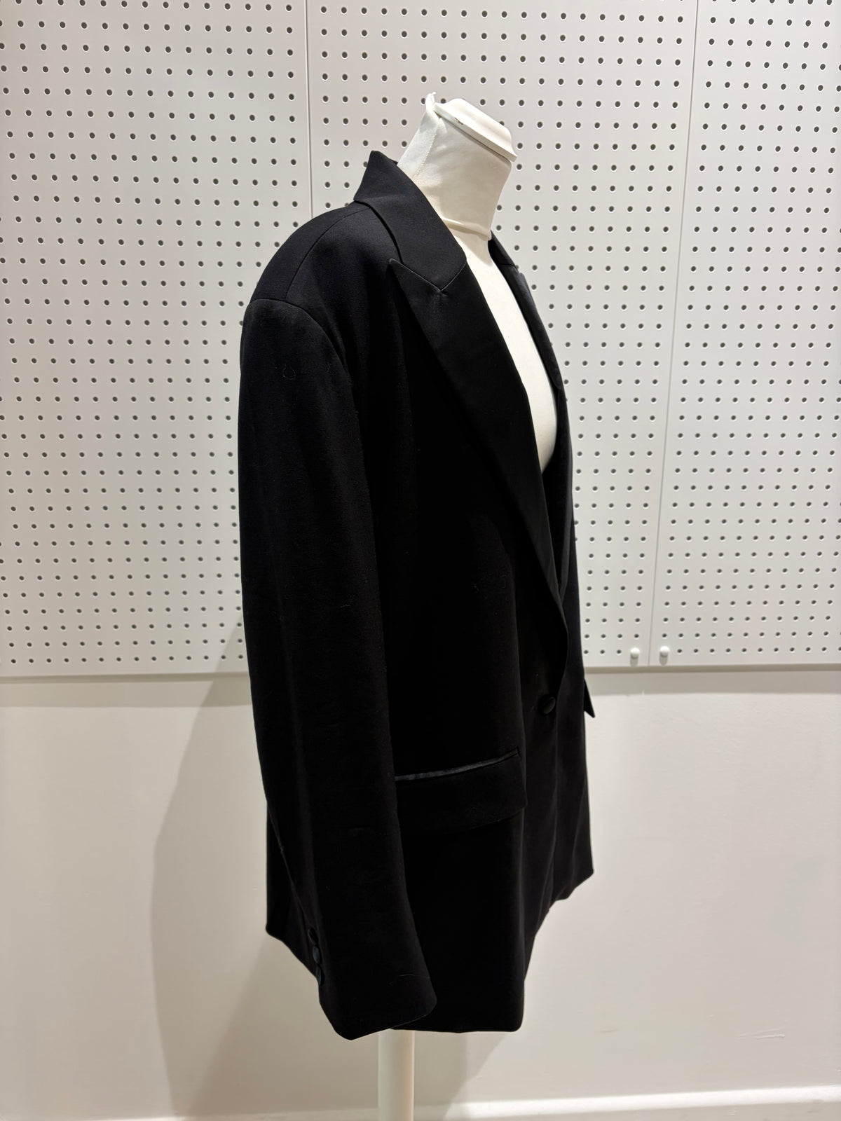 7 For All Mankind Black Satin Wool XL Blazer