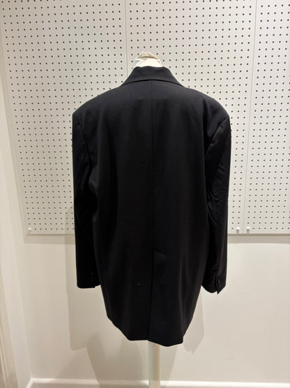 7 For All Mankind Black Satin Wool XL Blazer