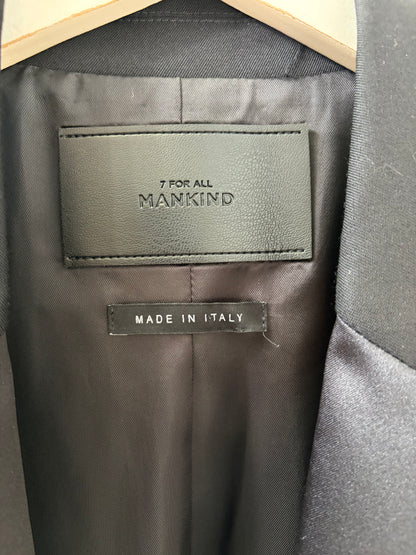 7 For All Mankind Black Satin Wool XL Blazer