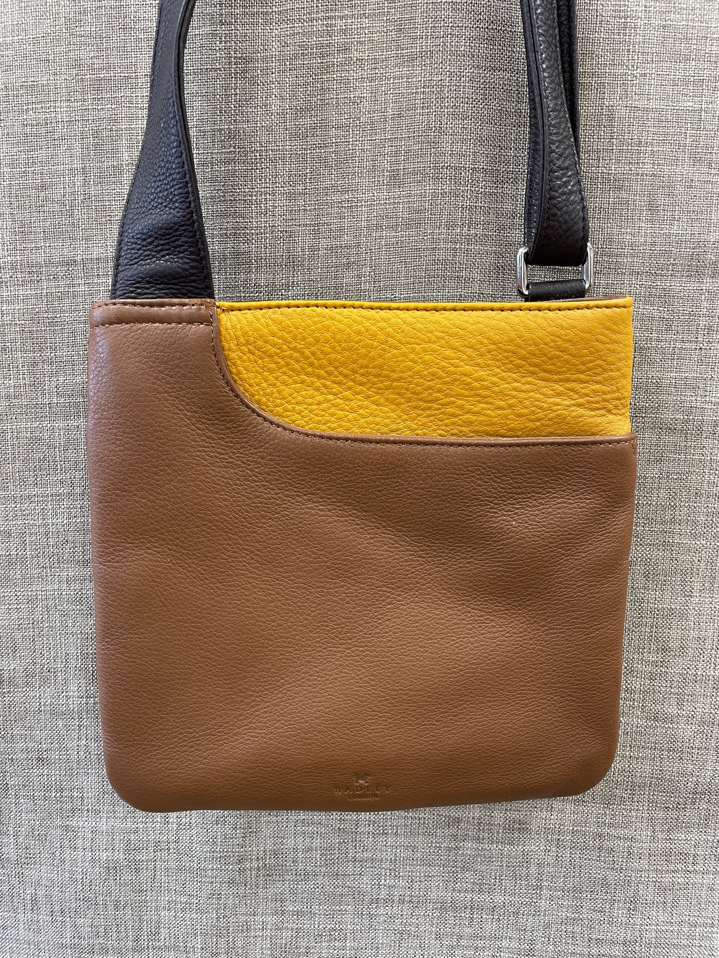 Radley Brown Tan Yellow Leather Crossbody Bag Handbag