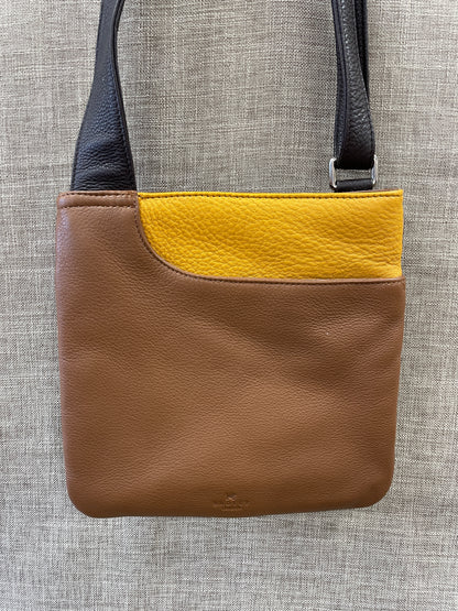 Radley Brown Tan Yellow Leather Crossbody Bag Handbag
