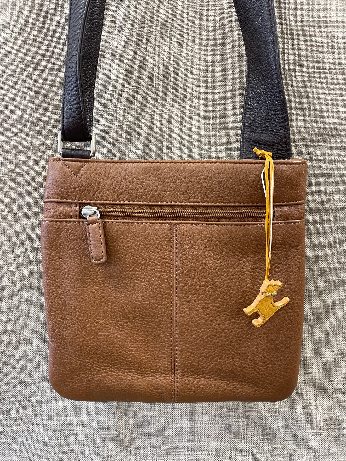 Radley Brown Tan Yellow Leather Crossbody Bag Handbag