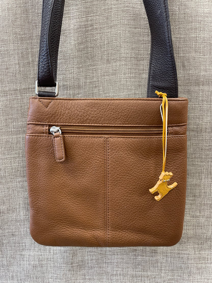 Radley Brown Tan Yellow Leather Crossbody Bag Handbag