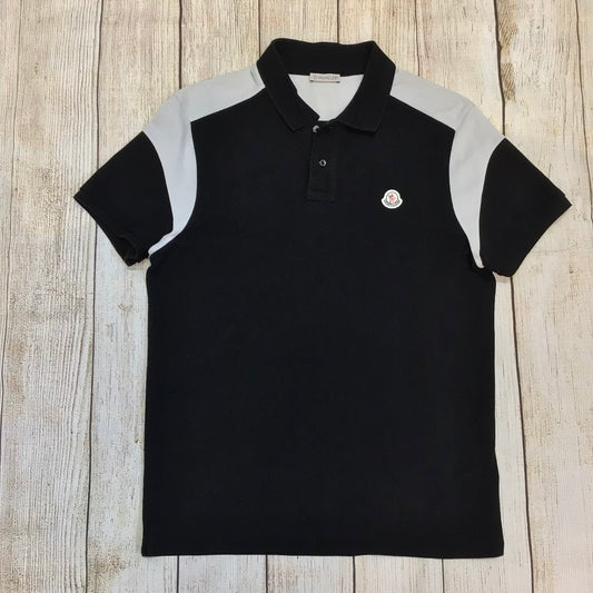 Moncler Black & White 100% Cotton Short Sleeve Polo Shirt Top Size S
