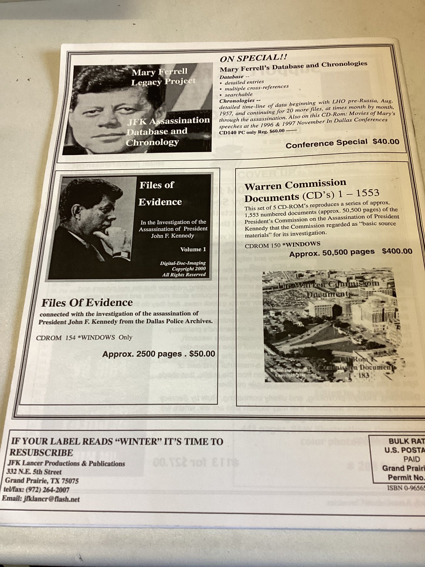 Kennedy Assassination Chronicles Vol 6 Issue 3 Fall 2000