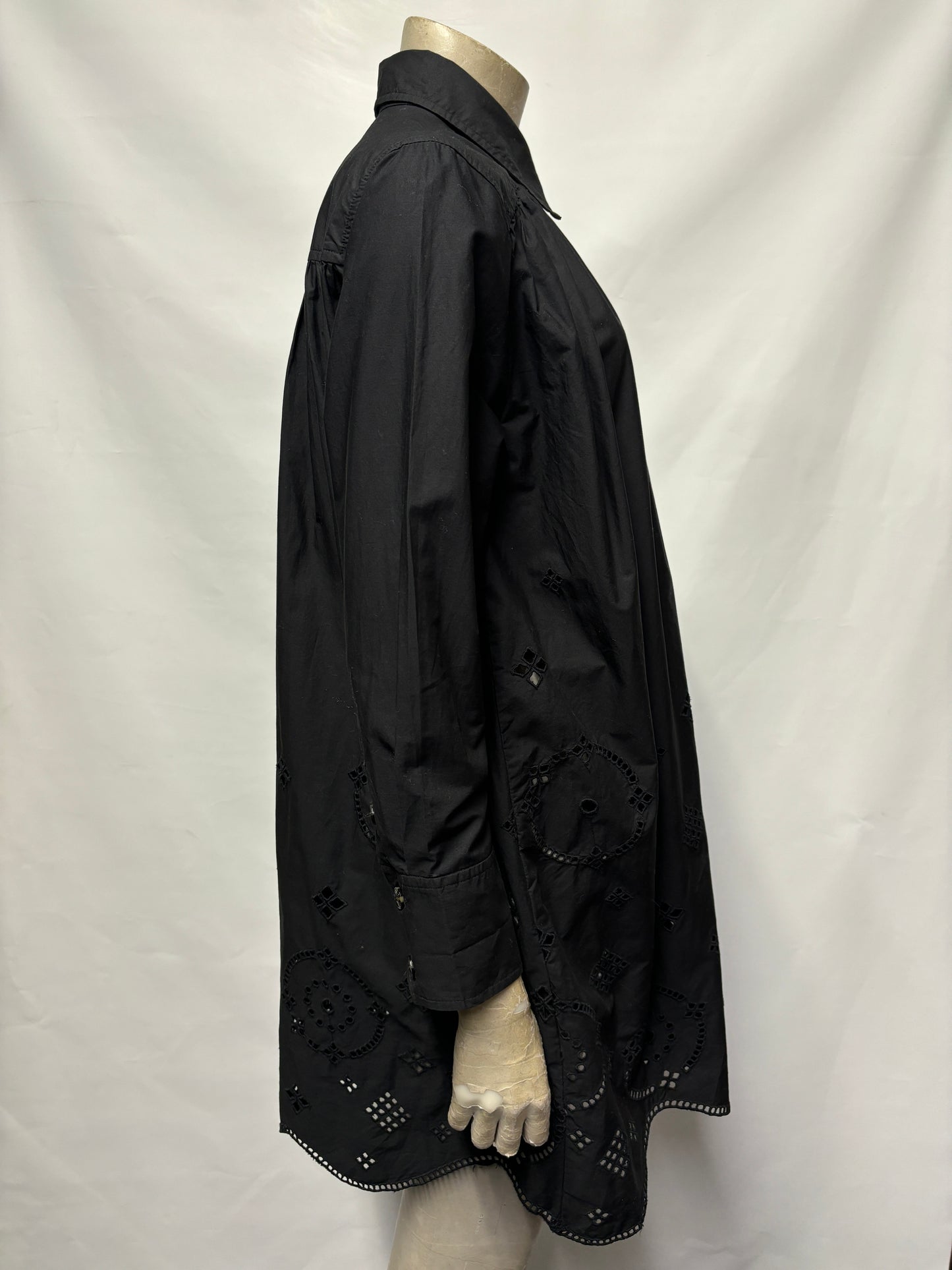 Ganni Black Broderie Shirt Dress 34/6