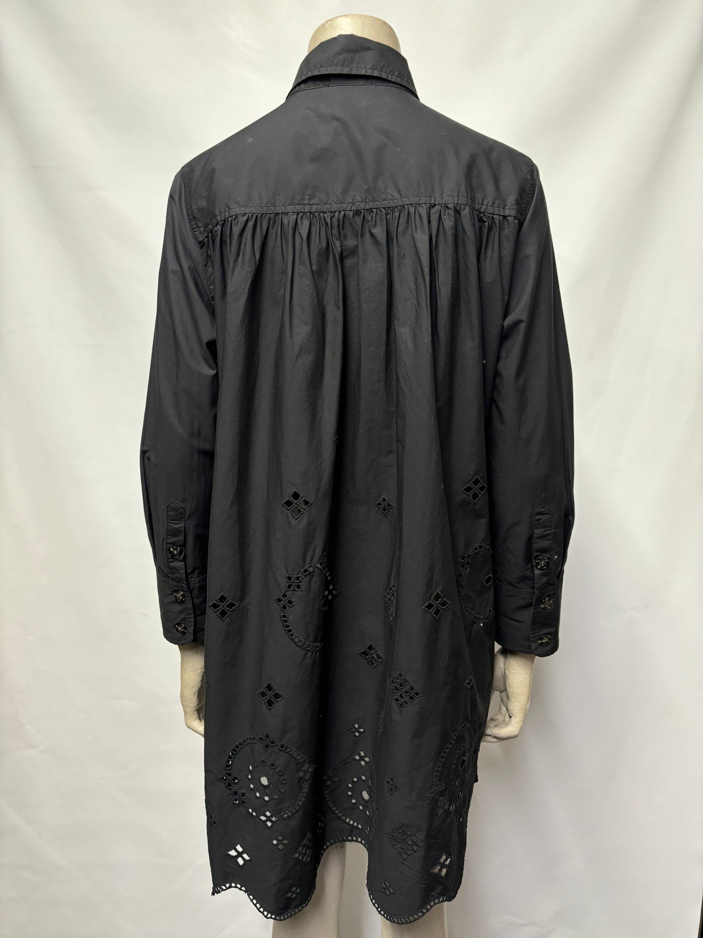 Ganni Black Broderie Shirt Dress 34/6