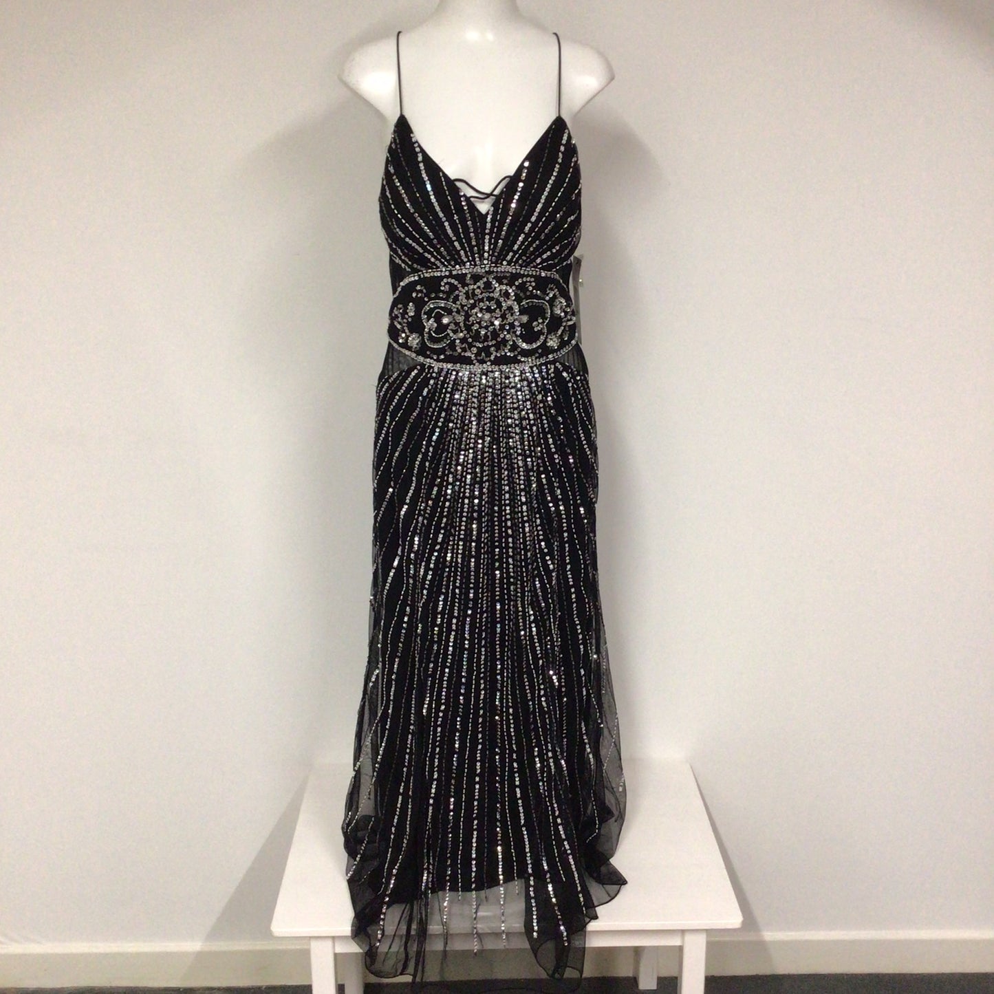 BNWT Monika Kiyah Black Maxi Sequin Dress Size 14