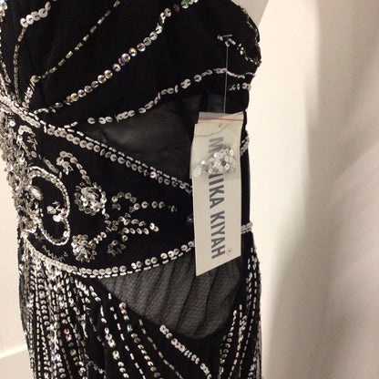 BNWT Monika Kiyah Black Maxi Sequin Dress Size 14