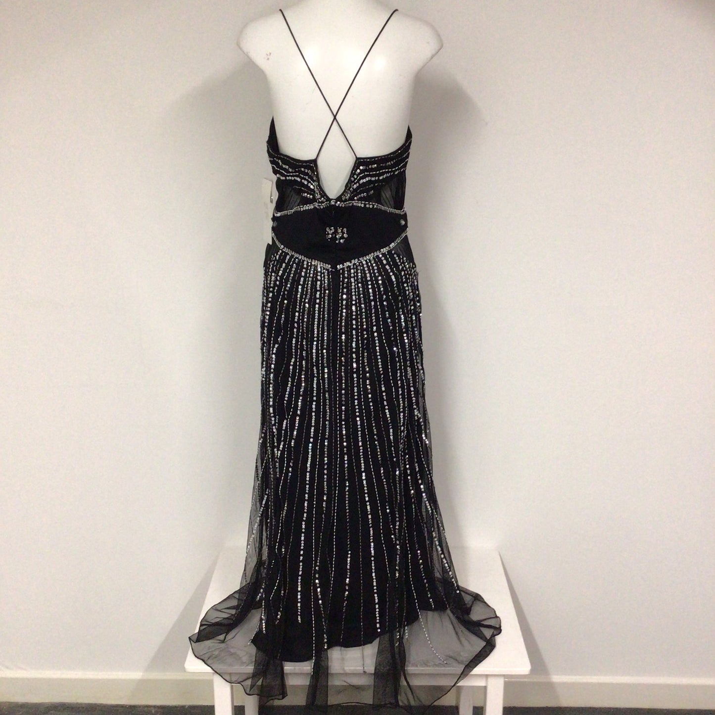 BNWT Monika Kiyah Black Maxi Sequin Dress Size 14