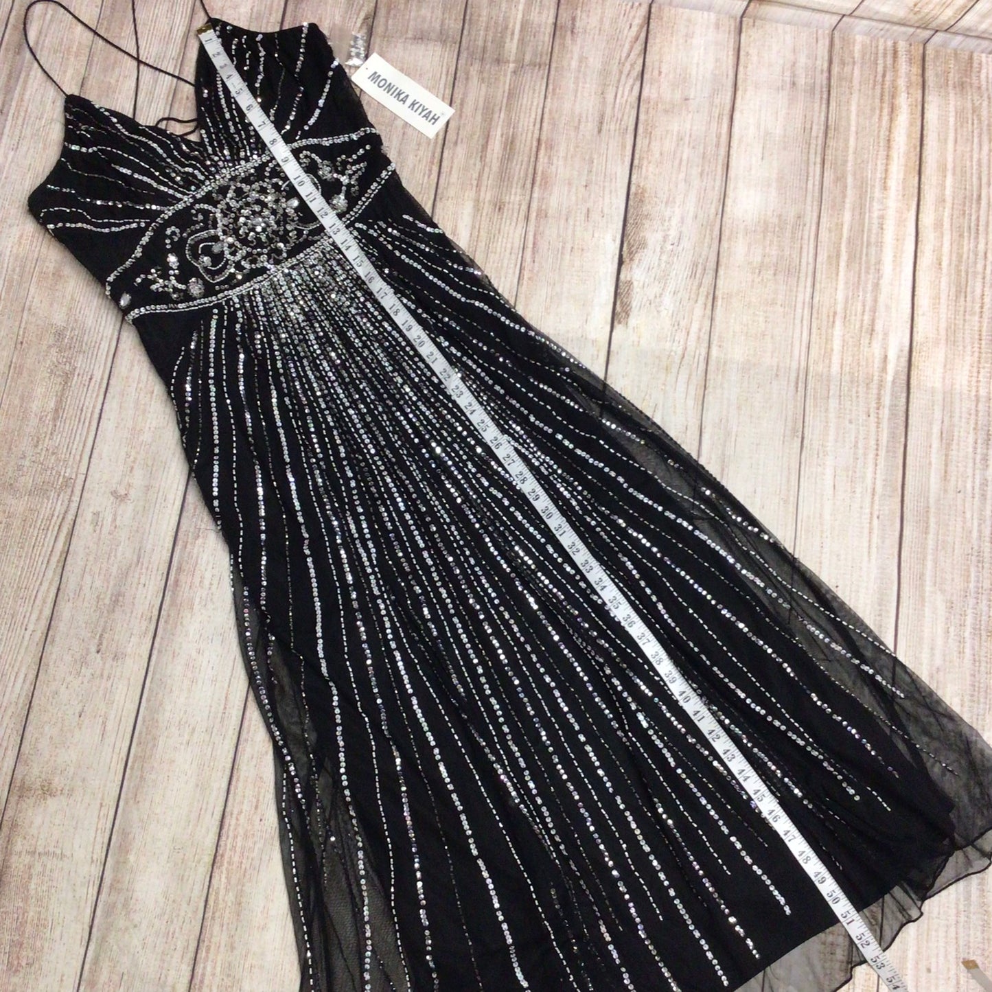 BNWT Monika Kiyah Black Maxi Sequin Dress Size 14