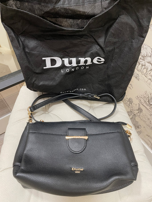 Dune Black Faux Leather Handbag Bag with Gold Hardware