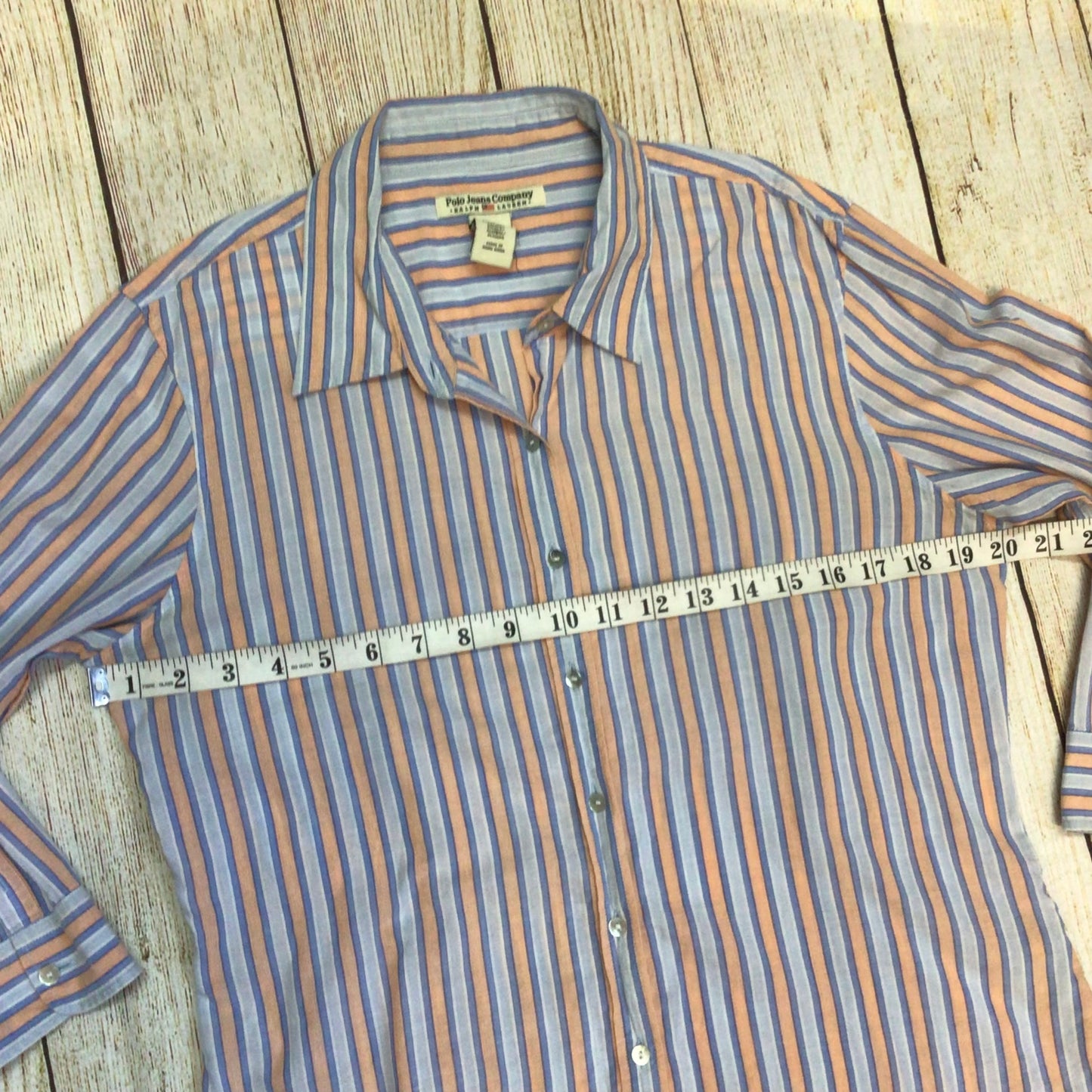 Polo Jeans Co. Ralph Lauren Blue Orange Cotton Striped Shirt Size XL (kids)