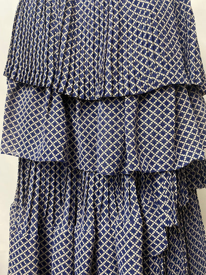 Camilla and Marc Blue and White Patterned Ruffle Strapless Mini Dress 8