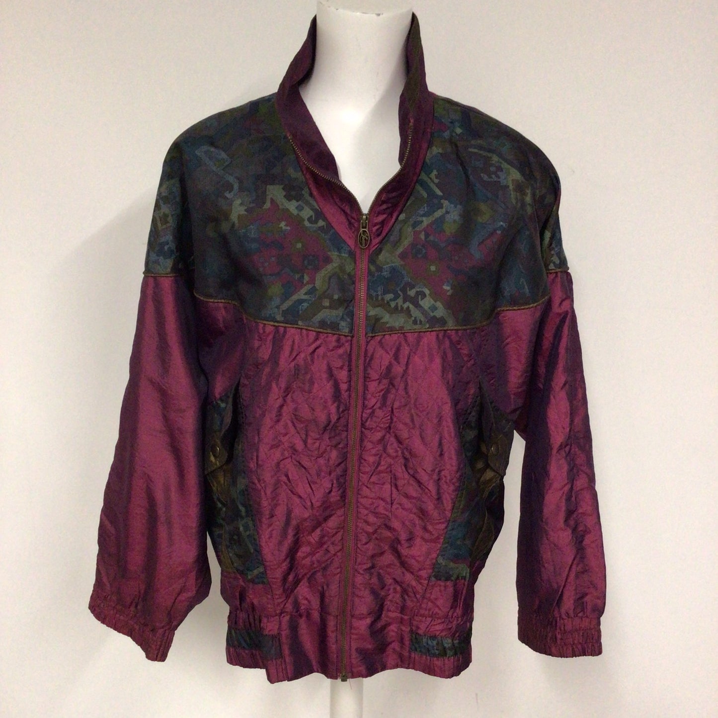 Lavon by Cheerful Corp 90s Pink/Purple/Multi Shimmery Quilted Bomber Jacket Size M