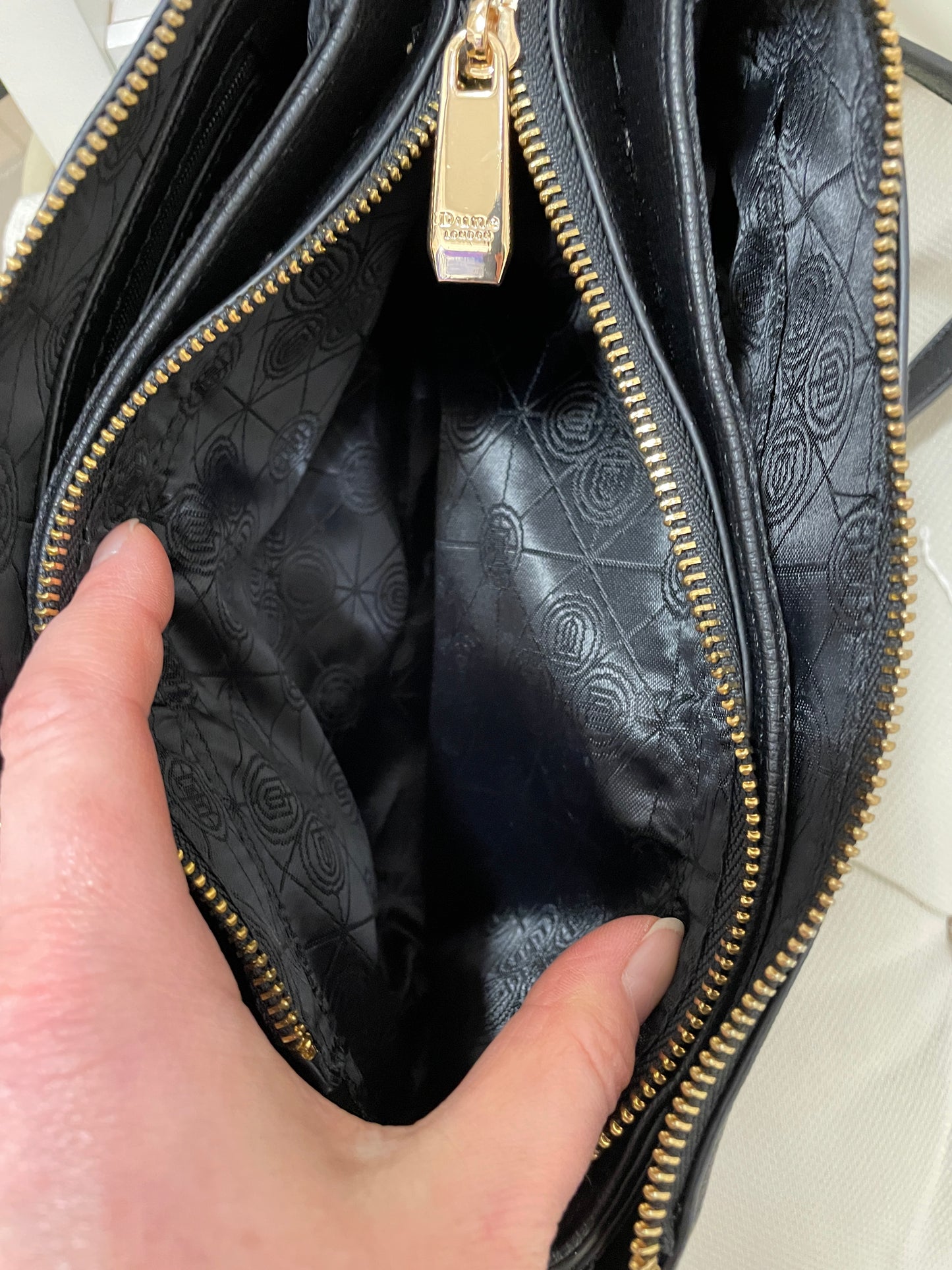 Dune Black Faux Leather Handbag Bag with Gold Hardware