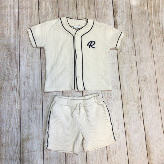 Reiss Ecru Jonny Senior Textured Shirt & Shorts 2 Piece Size (7-8yrs, 128cm)