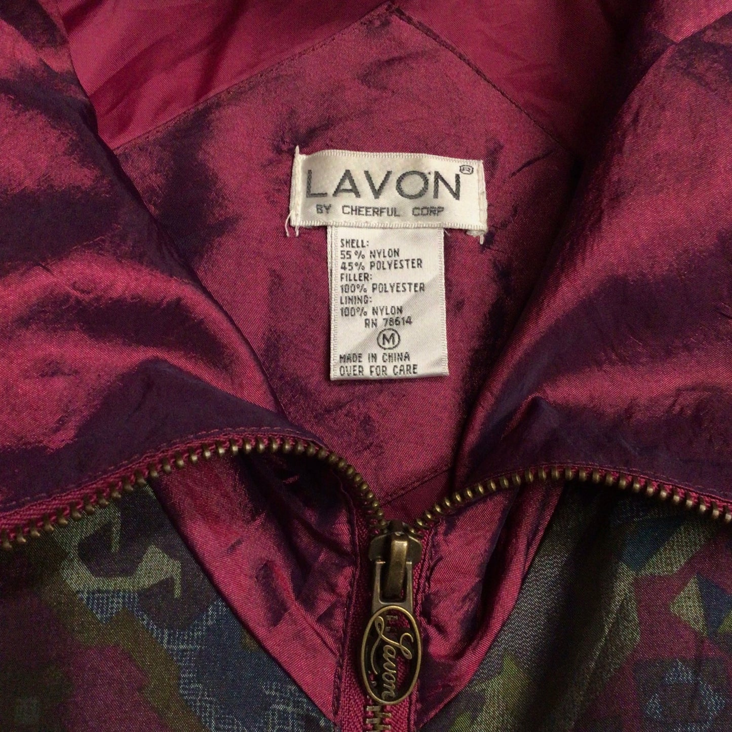 Lavon by Cheerful Corp 90s Pink/Purple/Multi Shimmery Quilted Bomber Jacket Size M