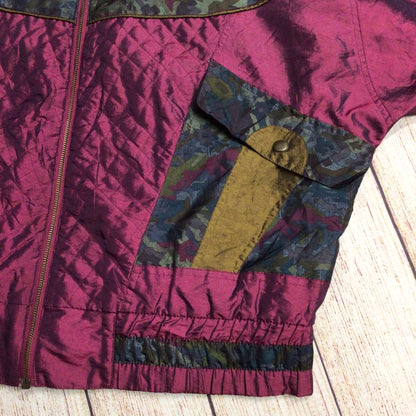 Lavon by Cheerful Corp 90s Pink/Purple/Multi Shimmery Quilted Bomber Jacket Size M