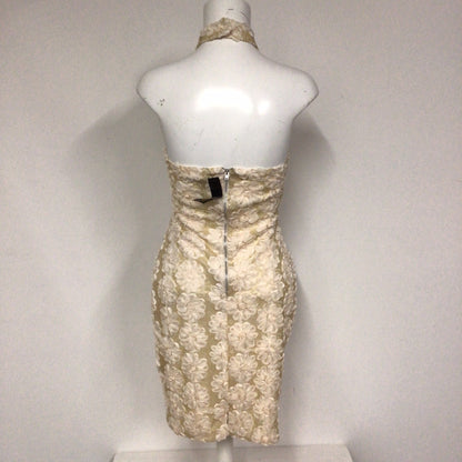 BNWT River Island Cream Flower Sequinned Halter Neck Dress Size 12