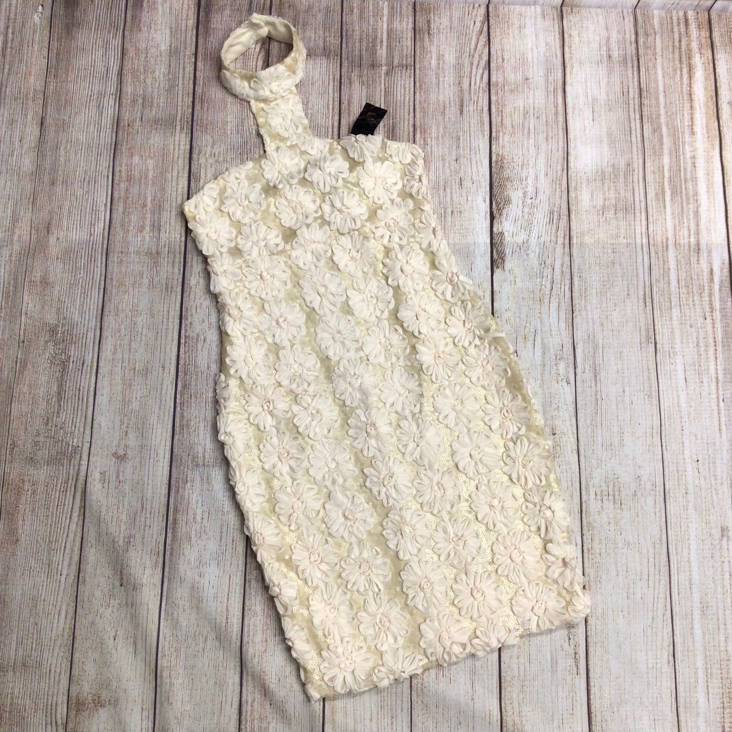 BNWT River Island Cream Flower Sequinned Halter Neck Dress Size 12