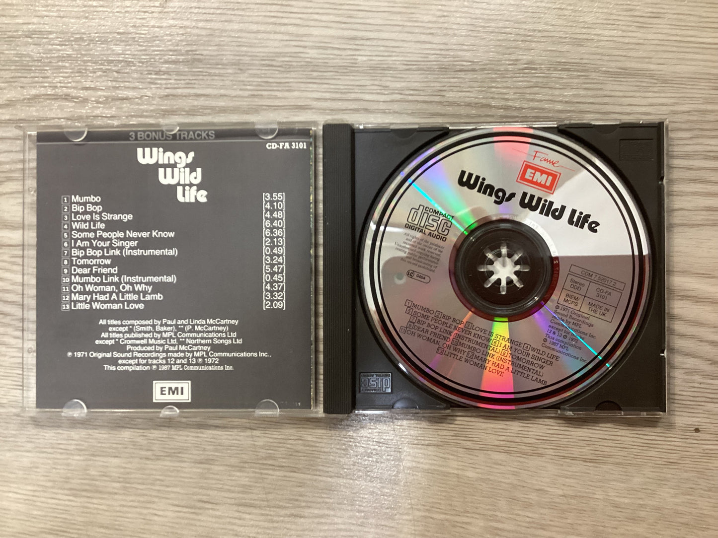 Wings - Wild Side - EMI Fame - 1987 Swindon Pressing - CD-FA 3101