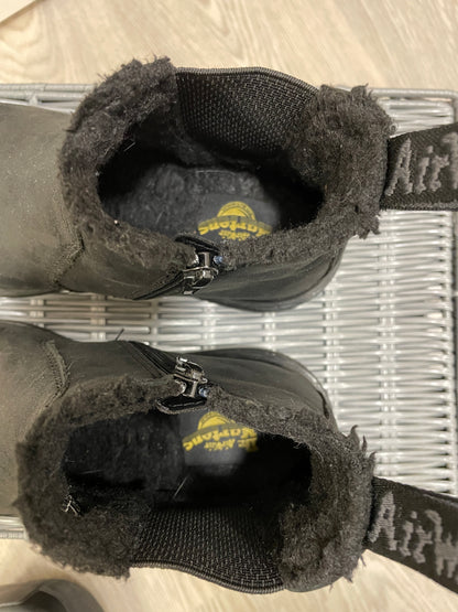 Doc Dr Martens Black Leather Nubuck Fur Lined Air Wair Ankle Boots UK 3
