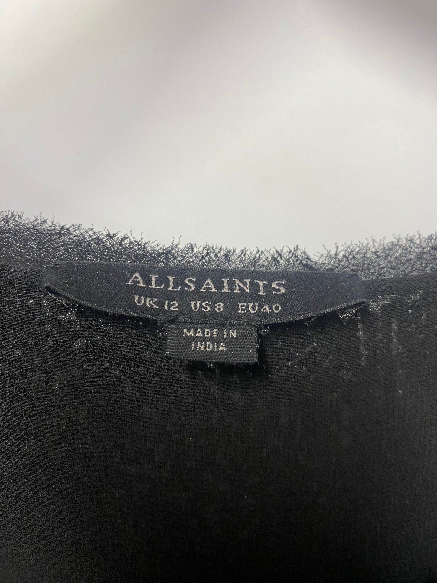 All Saints Black and Silver Sleeveless Sequin Shift Mini Dress 12