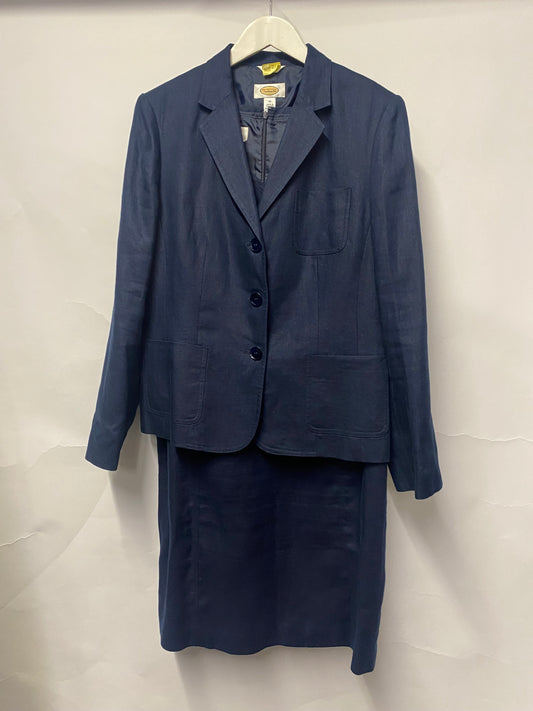 Talbots Navy Linen Dress and Jacket Suit 10