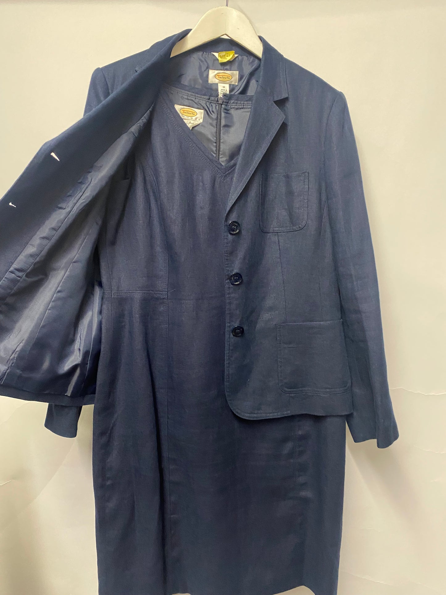 Talbots Navy Linen Dress and Jacket Suit 10