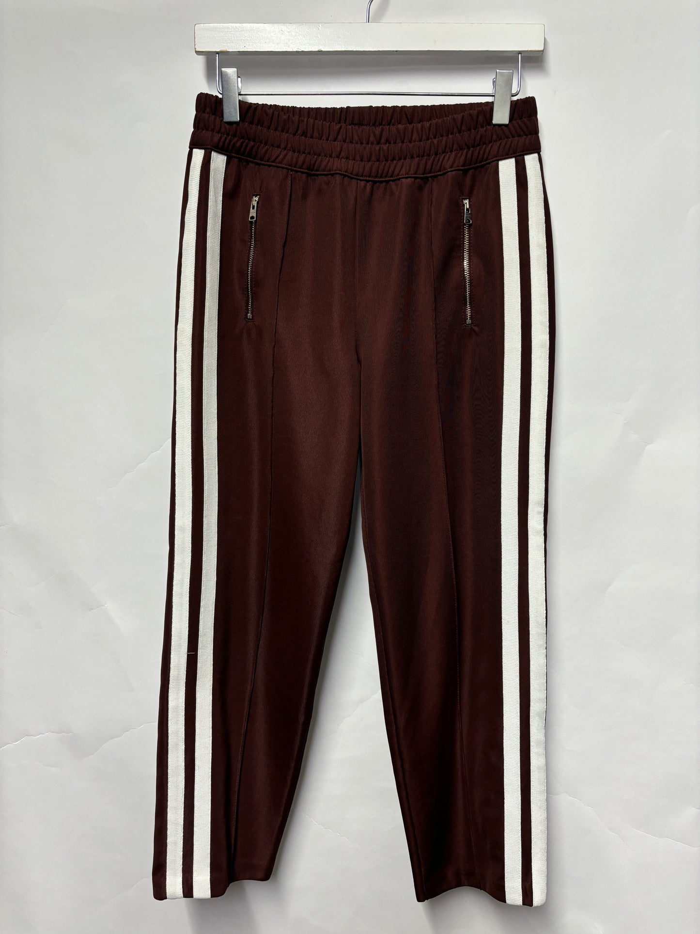 Allsaints Maroon and White Tape Cropped Tracksuit Bottoms Small