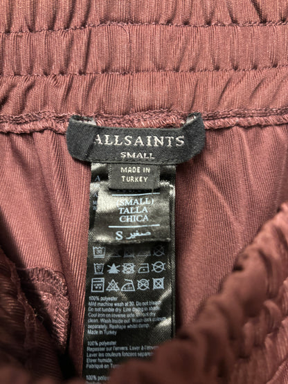 Allsaints Maroon and White Tape Cropped Tracksuit Bottoms Small