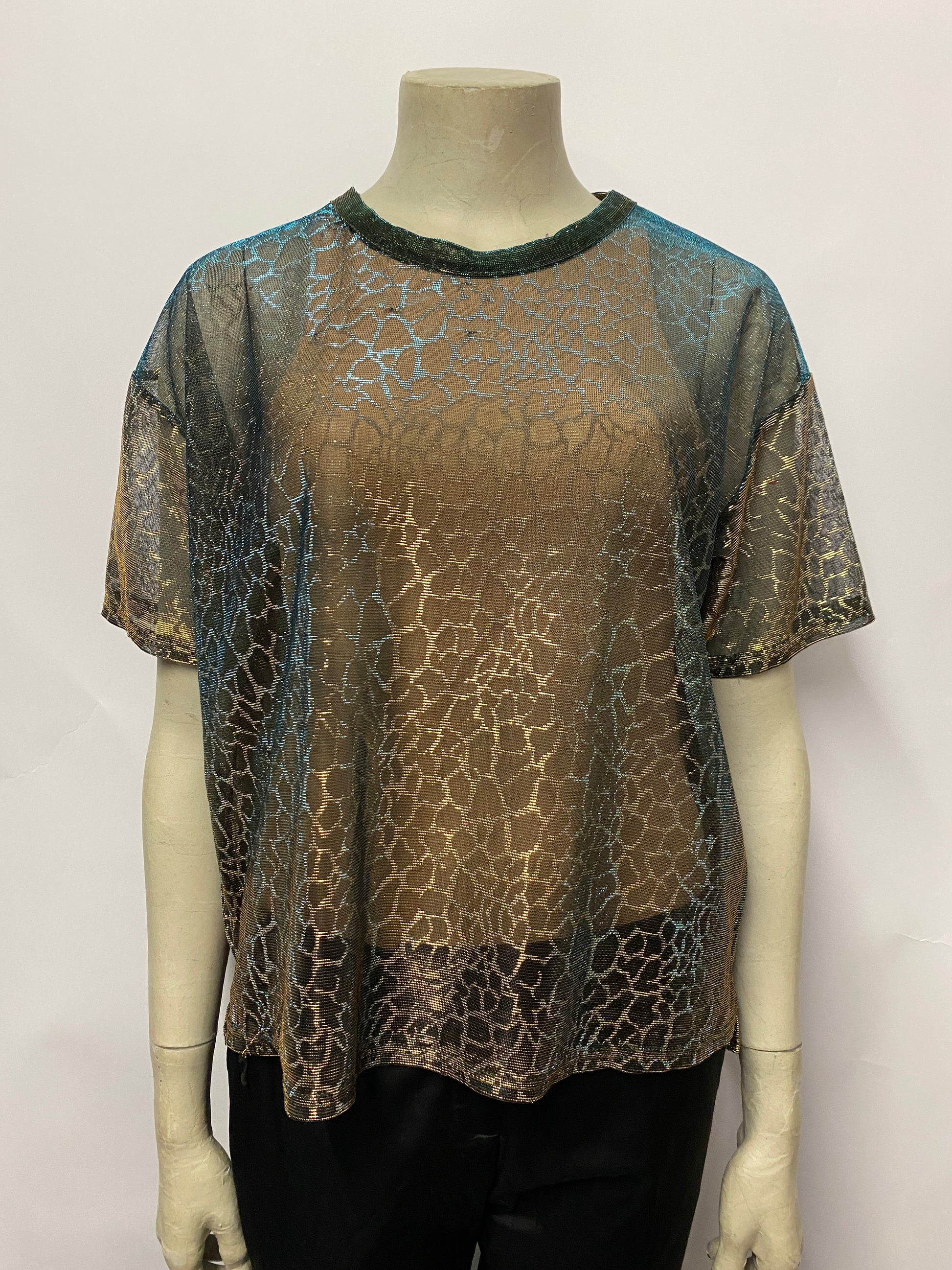 Sparkle & Fade Gold and Blue Mesh Top Medium – Shop for Shelter