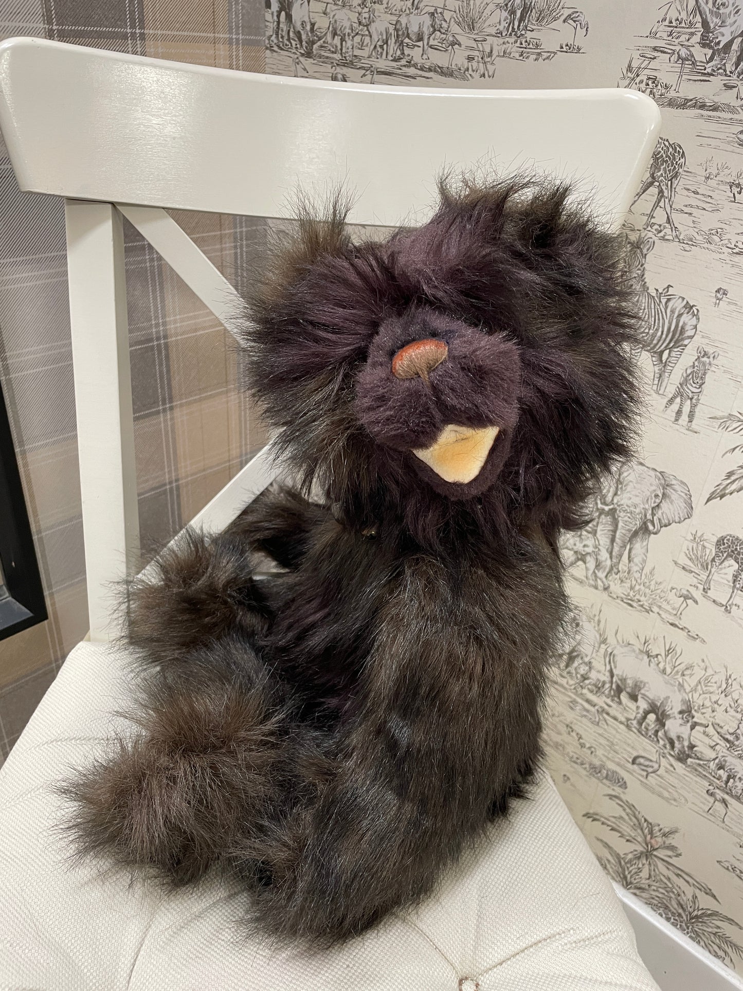 Charlie Bears Large Brown & Purple 'Chuckles' Stuff Bear with Cow Bells Collar