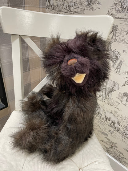 Charlie Bears Large Brown & Purple 'Chuckles' Stuff Bear with Cow Bells Collar