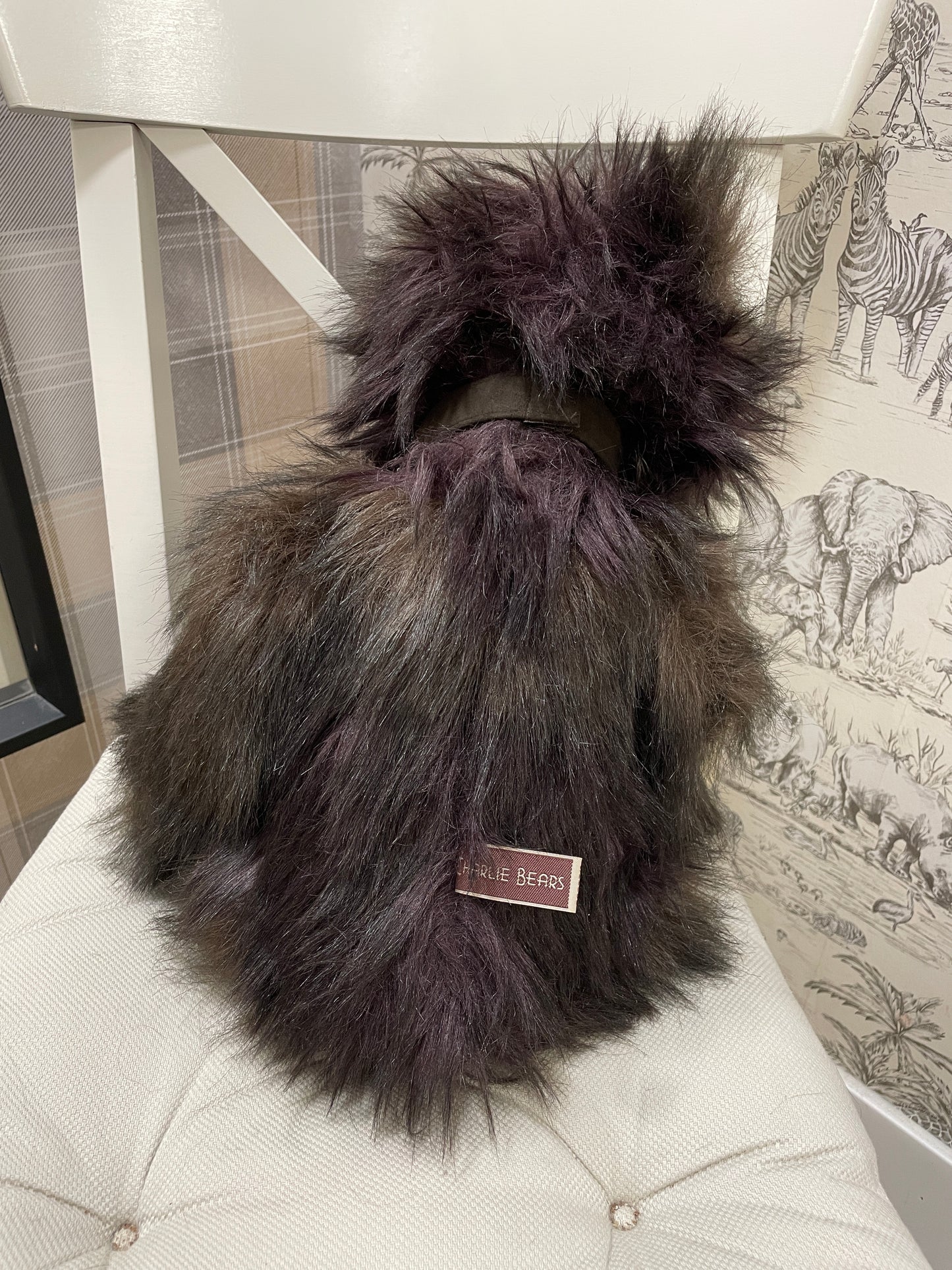 Charlie Bears Large Brown & Purple 'Chuckles' Stuff Bear with Cow Bells Collar