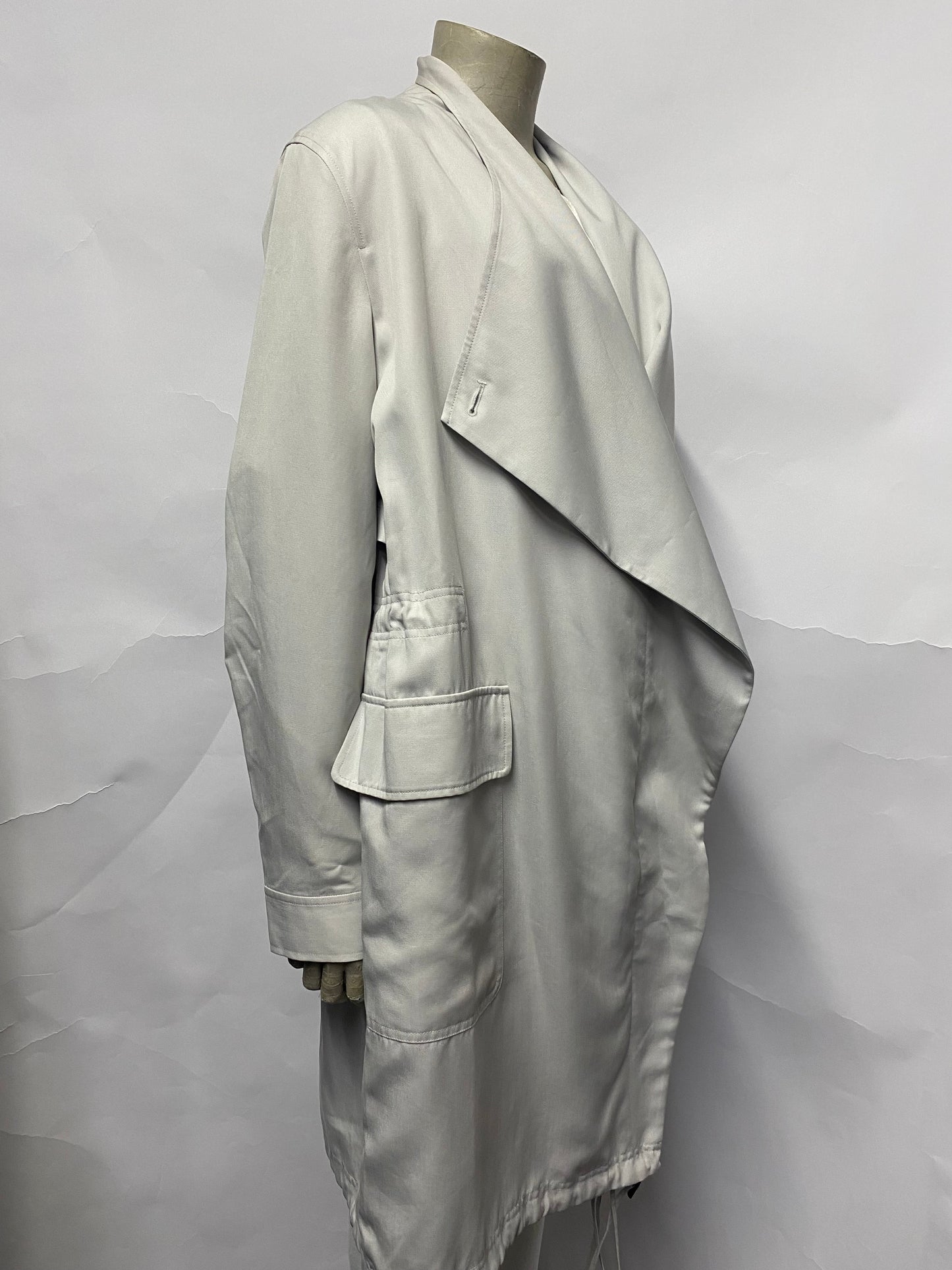 French Connection Grey Waterfall Style Trench Coat 10
