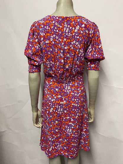 Jigsaw Purple Floral Mid Length Flowy Summer Dress 10