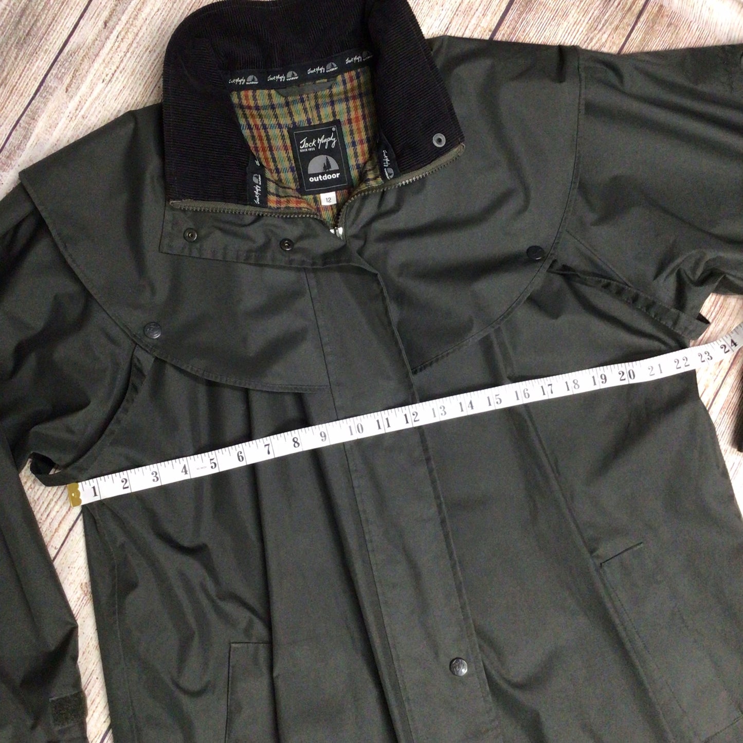 Jack Murphy Dark Green Malvern Waterproof Coat Size 12 (hood missing)