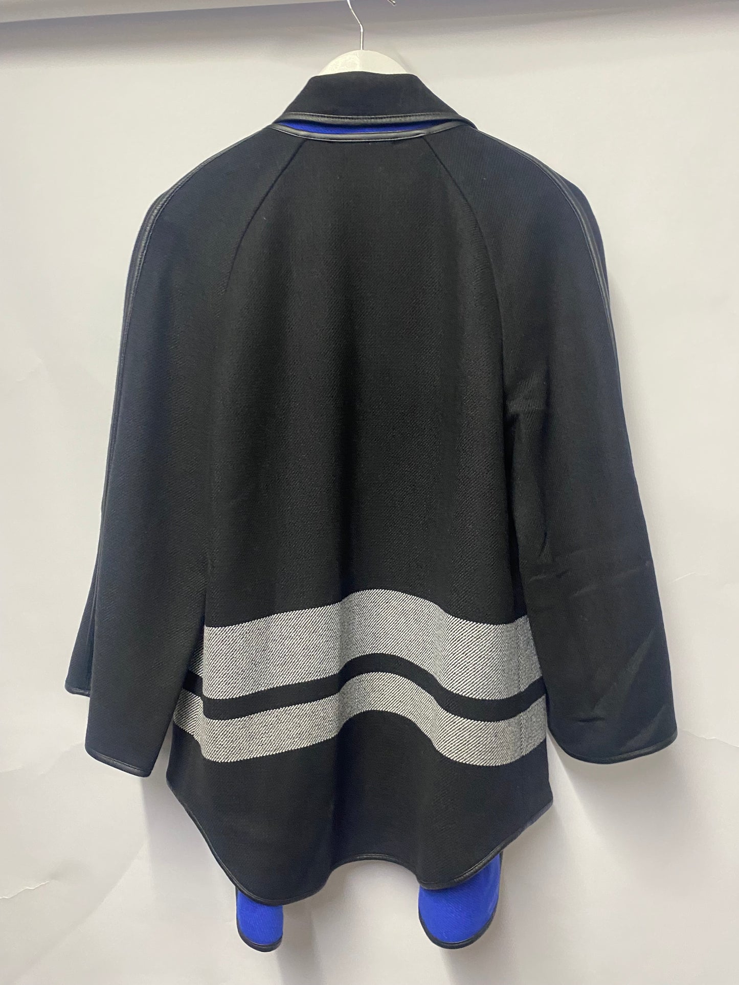 Karen Millen Black, Grey and Blue Cape Style Jacket 10