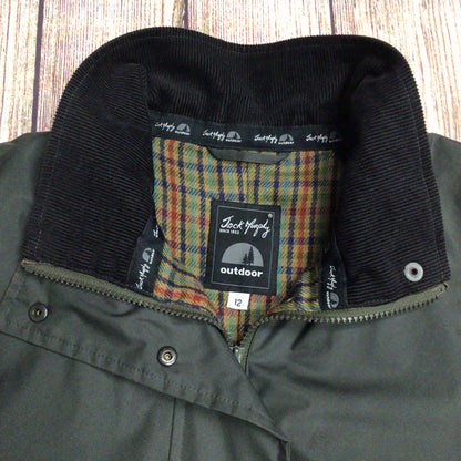 Jack Murphy Dark Green Malvern Waterproof Coat Size 12 (hood missing)