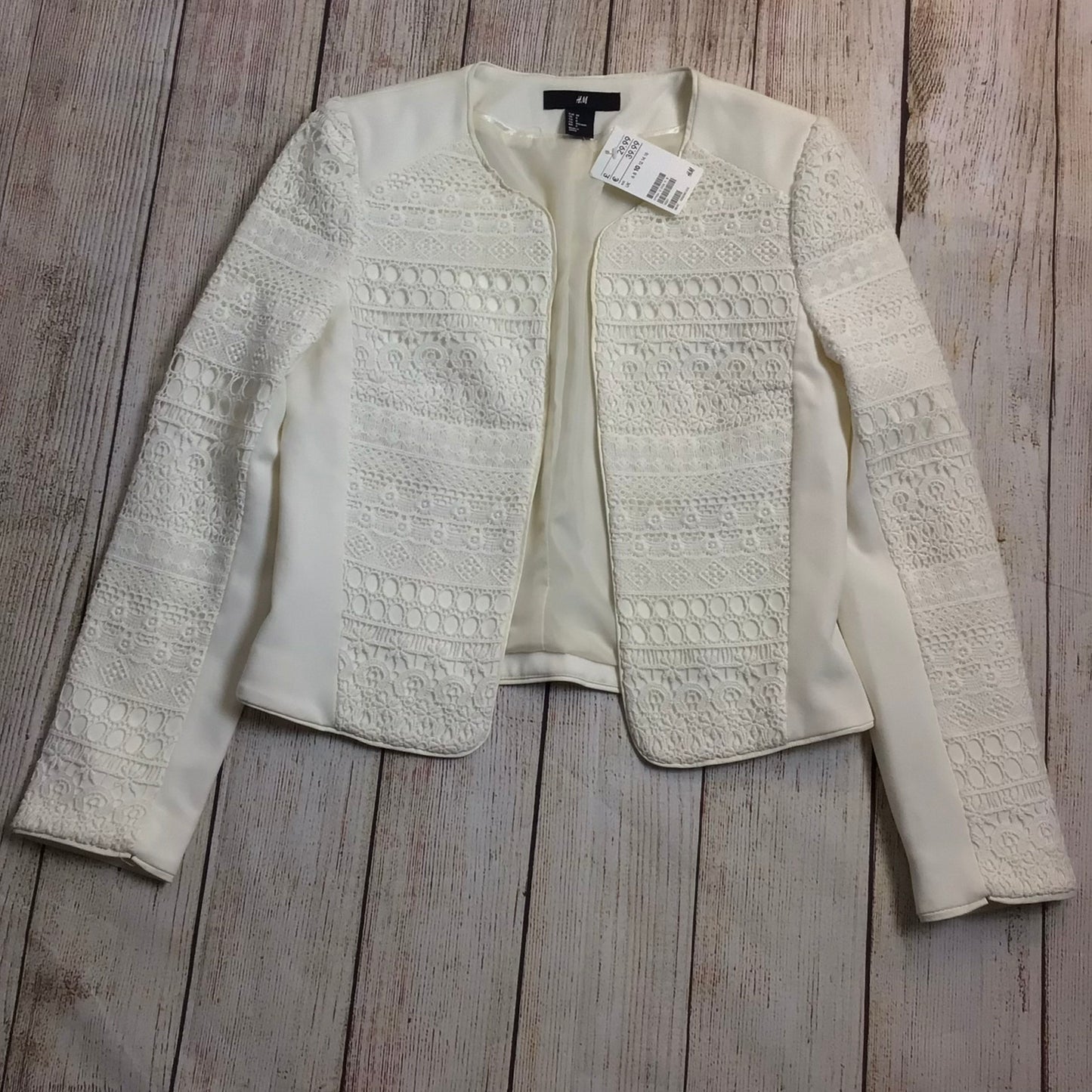 BNWT H&M Cream Lace Blazer Jacket RRP £30 Size 10