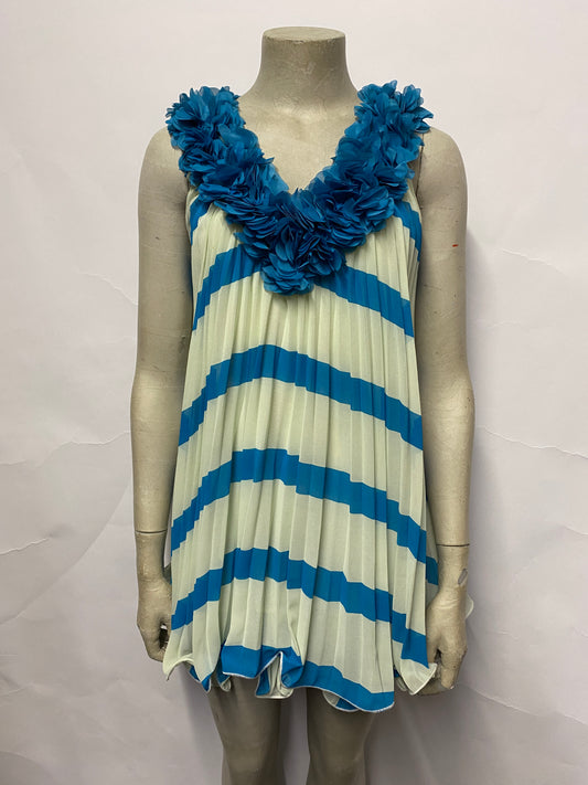 Arrogant Cat Blue and White Fiona Flower Pleated Party Dress Small BNWT