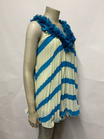 Arrogant Cat Blue and White Fiona Flower Pleated Party Dress Small BNWT