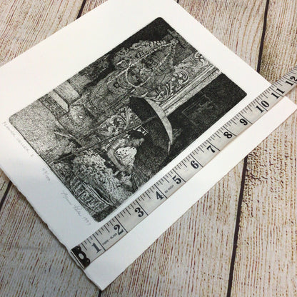 Bruce Peck Etching ‘Flower Seller I’ 9x6 Inches, Pencil, Ed 43/100, Signed, 1997