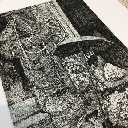 Bruce Peck Etching ‘Flower Seller I’ 9x6 Inches, Pencil, Ed 43/100, Signed, 1997