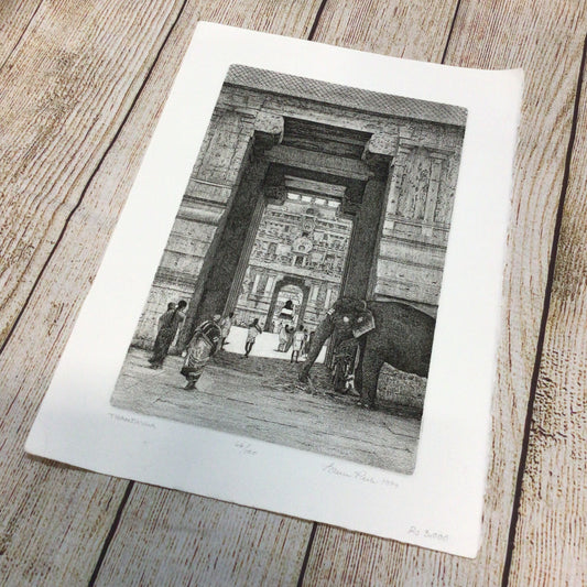 Bruce Peck Etching ‘Thanjavur’ 12x8 Inches, Pencil, Ed 66/100, Signed, 1999