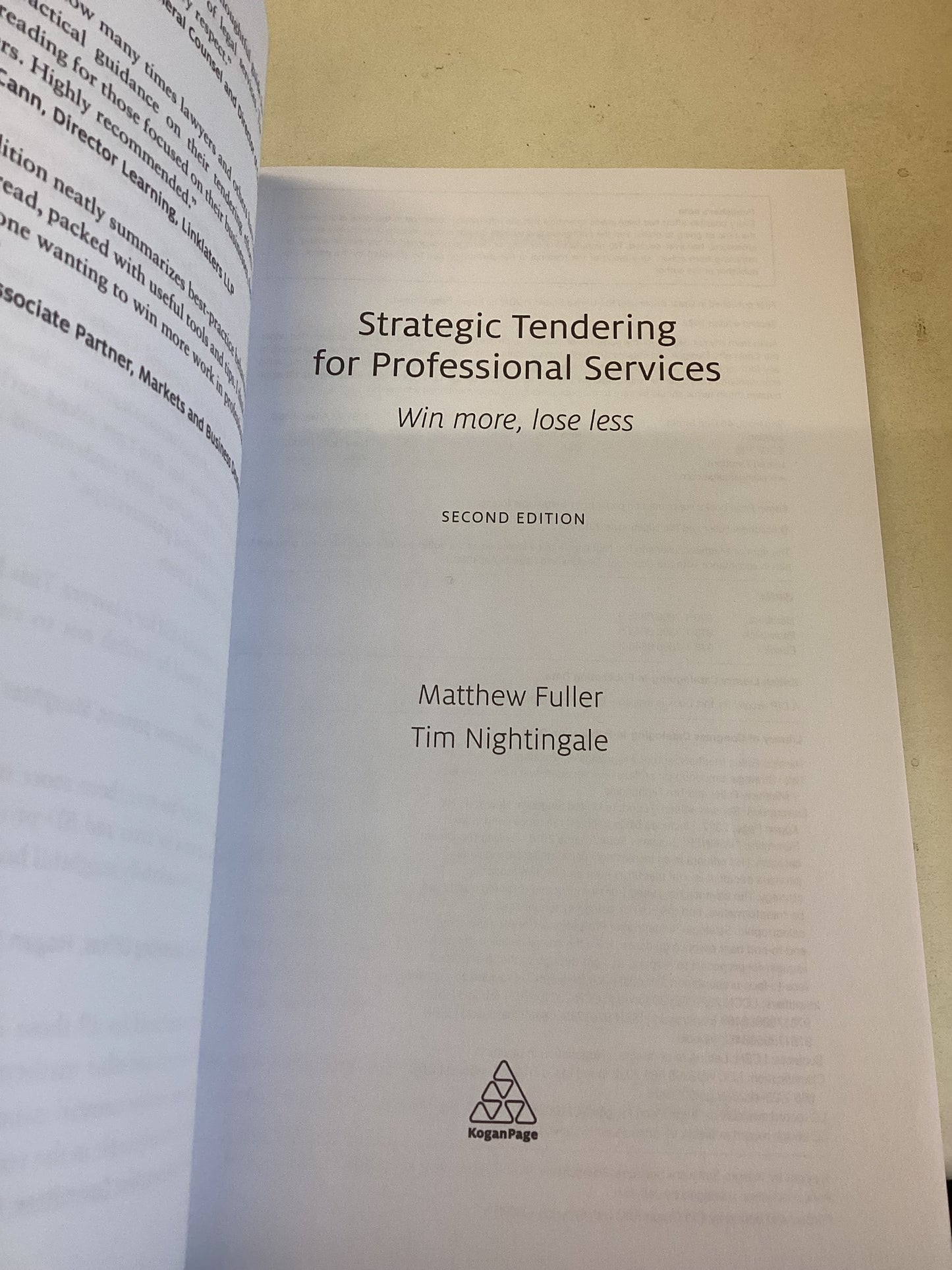 Strategic Tendering For Professional Services Win More, Lose Less 2nd Edition