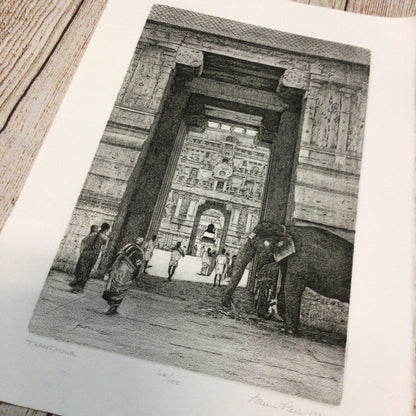 Bruce Peck Etching ‘Thanjavur’ 12x8 Inches, Pencil, Ed 66/100, Signed, 1999