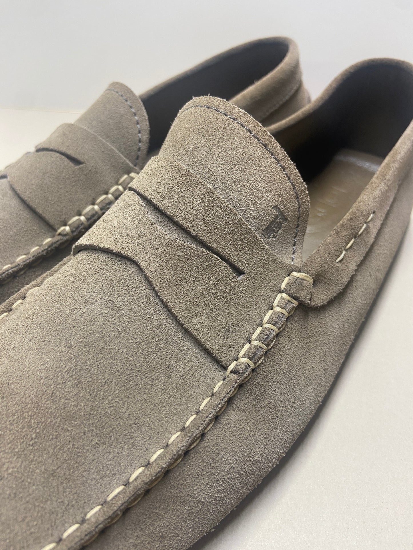 Tod's Suede penny loafers in beige colour size 10.5